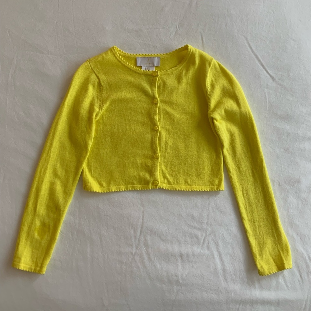 Jacadi Size 8 yellow cropped cardigan